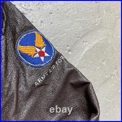 Vintage A-2 Leather Flight US Army Air Forces Military Jacket Painted USA 46