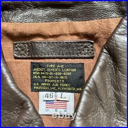 Vintage A-2 Leather Flight US Army Air Forces Military Jacket Painted USA 46