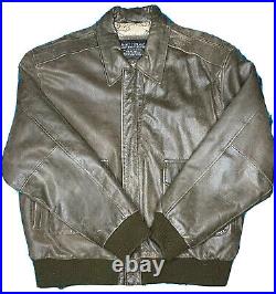 Vintage A-2 Leather Jacket XL Brown US Army Air Force Flight Bomber Map Lining