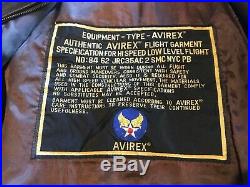 Vintage AVIREX US ARMY AIR FORCES TYPE-2 Brown Worn Leather Flight Jacket Size L