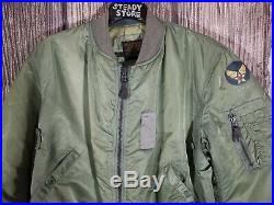 Vintage Alpha Industries Us Air Force Flight Ma-1 Green Army Flying Jacket XL