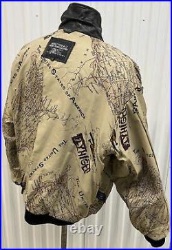 Vintage Avirex A-2 Bomber Jacket XL Flight 26X27.5 USA US Map Army Air Force