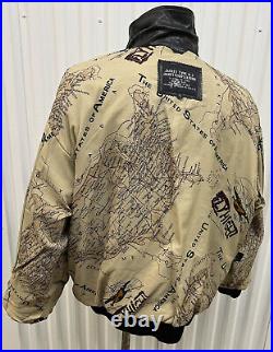 Vintage Avirex A-2 Bomber Jacket XL Flight 26X27.5 USA US Map Army Air Force