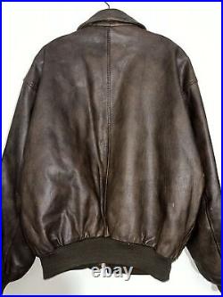 Vintage Avirex A-2 US Army Air Force Leather Flight Jacket Michelob Airborne Lrg