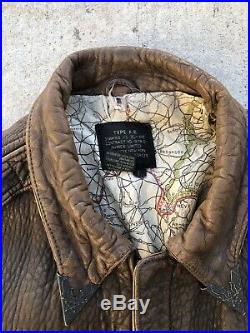 Vintage Avirex A2 A-2 Patches Flight Leather Jacket size Large US Army Air Force