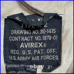 Vintage Avirex Type A-2 US Army Air Force Leather Flight Jacket 80s Sz XL Bomber