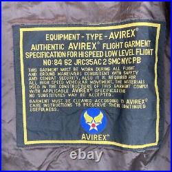 Vintage Avirex Type B-15 US Army Air Force Full Zip Leather Jacket Size XL Brown