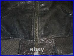 Vintage Avirex Type B-15 US Army Air Force Full Zip Leather Jacket Size XL Brown