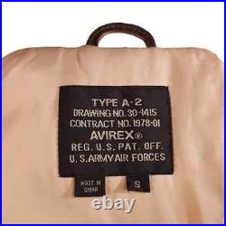 Vintage Avirex U. S. Army Air Forces Type A-2 Leather Bomber Jacket Men's S NWT