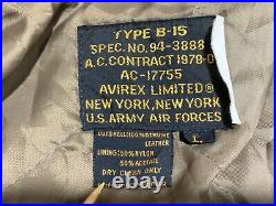Vintage Avirex US Army Air Force Type B-15 Military Leather Jacket Large