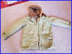Vintage B-11 1943 WW2 US Army Air Force Alpaca Lined Parka Coat Jacket Size 38