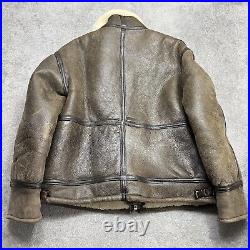 Vintage B-3 US Army Air Force Shearling Leather Aviation Jacket Large Coat Pilot