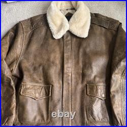Vintage B-McCoys A-2 Flight Bomber Jacket Brown US Army Air Force XXL Fur Collar