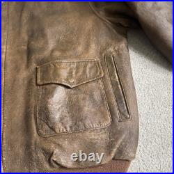 Vintage B-McCoys A-2 Flight Bomber Jacket Brown US Army Air Force XXL Fur Collar