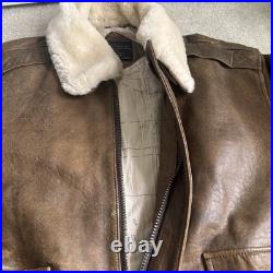 Vintage B-McCoys A-2 Flight Bomber Jacket Brown US Army Air Force XXL Fur Collar