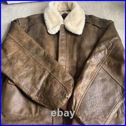 Vintage B-McCoys A-2 Flight Bomber Jacket Brown US Army Air Force XXL Fur Collar