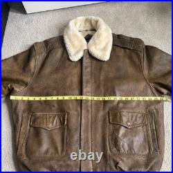 Vintage B-McCoys A-2 Flight Bomber Jacket Brown US Army Air Force XXL Fur Collar