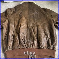 Vintage B-McCoys A-2 Flight Bomber Jacket Brown US Army Air Force XXL Fur Collar