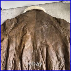 Vintage B-McCoys A-2 Flight Bomber Jacket Brown US Army Air Force XXL Fur Collar
