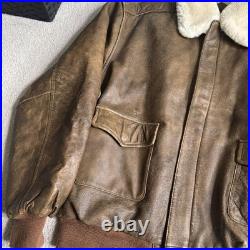 Vintage B-McCoys A-2 Flight Bomber Jacket Brown US Army Air Force XXL Fur Collar