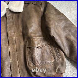 Vintage B-McCoys A-2 Flight Bomber Jacket Brown US Army Air Force XXL Fur Collar