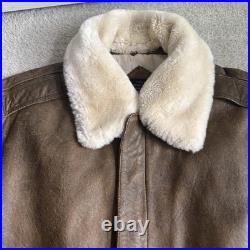 Vintage B-McCoys A-2 Flight Bomber Jacket Brown US Army Air Force XXL Fur Collar