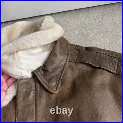 Vintage B-McCoys A-2 Flight Bomber Jacket Brown US Army Air Force XXL Fur Collar