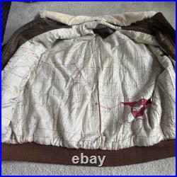 Vintage B-McCoys A-2 Flight Bomber Jacket Brown US Army Air Force XXL Fur Collar