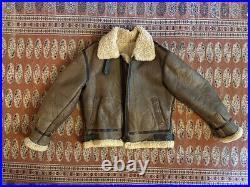 Vintage CLEAN B-3 BOMBER LEATHER JACKET Air Force UAF Army US WOOL shearling L X