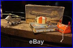 Vintage In Box Biller Tin Wind Up Army Us Air Force Helicopter Military Toy