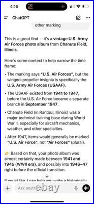 Vintage Leather Front US Army Air Forces USAAF Photo Album- 60 Pictures Included