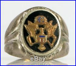 Vintage Sterling Silver Military Mens Ring With Eagle Insignia Army Us Air Force