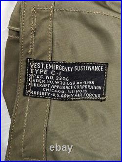 Vintage Tilts Pockets Ww2 40s U. S Army Air Force Emergency Sustenance Vest C1