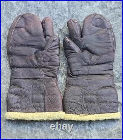 Vintage U. S. Army Air Force Leather Gunner Gloves Mitten A-9A Large WWII