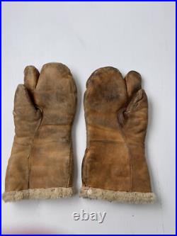 Vintage U. S. Army Air Force Leather Gunner Gloves Mitten A-9A Large WWII