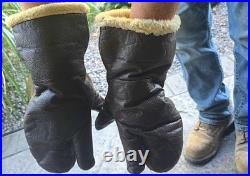 Vintage U. S. Army Air Force Leather Gunner Gloves Mitten A-9A Large WWII