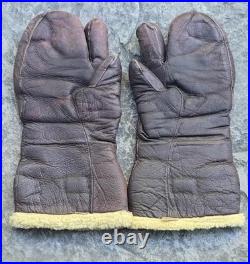 Vintage U. S. Army Air Force Leather Gunner Gloves Mitten A-9A Large WWII