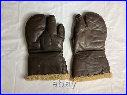 Vintage U. S. Army Air Force Leather Gunner Gloves Mitten A-9A Small WWII