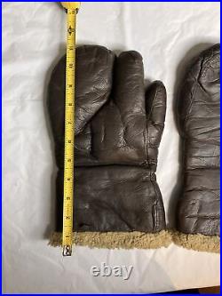 Vintage U. S. Army Air Force Leather Gunner Gloves Mitten A-9A Small WWII