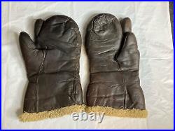 Vintage U. S. Army Air Force Leather Gunner Gloves Mitten A-9A Small WWII