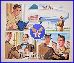 Vintage U. S. Army Air Force Original Hand Colored Advertisement Poster Artwork