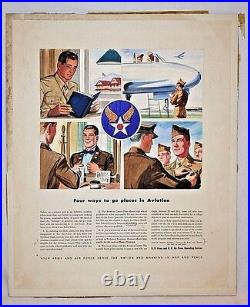 Vintage U. S. Army Air Force Original Hand Colored Advertisement Poster Artwork