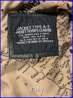 Vintage US Army Air Force Jacket Type A-2 Flyer's Leather Size XL Reg