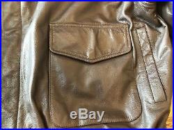 Vintage US Army Air Force Mens XL Leather Bomber Jacket Type A-2 Brown Map Lined