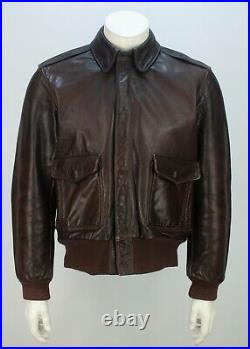 Vintage US Army Air Force Type A-2 Leather Flight Brown Bomber Jacket 40 Scovill