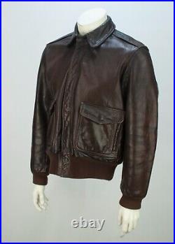 Vintage US Army Air Force Type A-2 Leather Flight Brown Bomber Jacket 40 Scovill