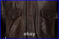 Vintage US Army Air Force Type A-2 Leather Flight Brown Bomber Jacket 40 Scovill