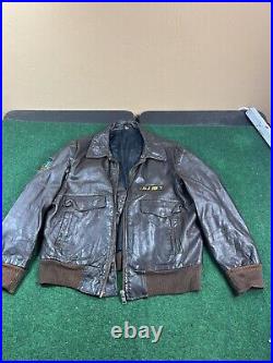 Vintage US Army Air Forces USAF Leather Flight Bomber Jacket no tag brown Rare