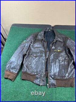 Vintage US Army Air Forces USAF Leather Flight Bomber Jacket no tag brown Rare