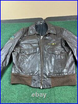 Vintage US Army Air Forces USAF Leather Flight Bomber Jacket no tag brown Rare